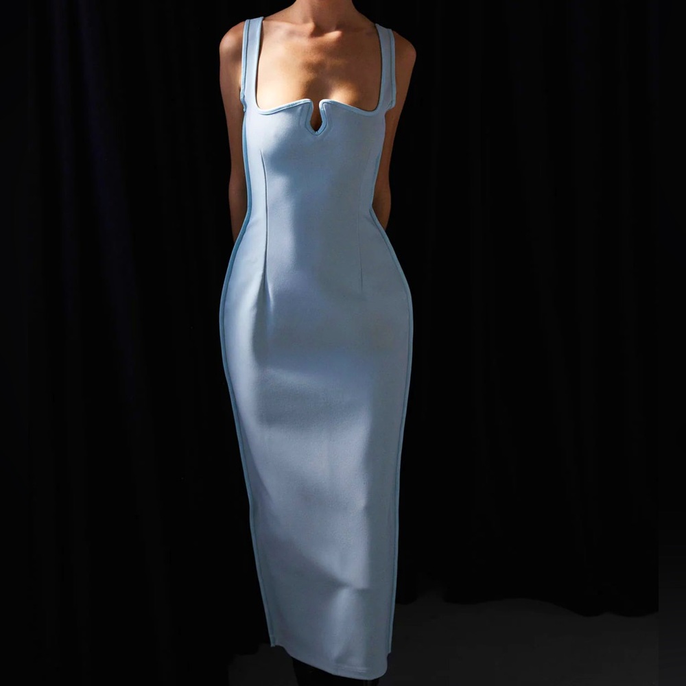 paris georgia diamond dress in mineral blue